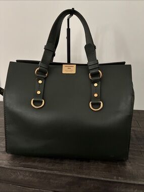DSQUARED2 Black Leather Satchel with Gold Accents